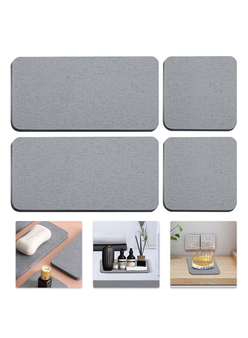 Y&D Set of 4 Water Absorbent Diatomite Coasters Absorbing Stone Tray for Kitchen Bathroom Sink, Instant Dry Sink Organizer Efficient and Solution a Tidy Home Dark Gray  - Image 1
