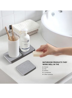 Y&D Set of 4 Water Absorbent Diatomite Coasters Absorbing Stone Tray for Kitchen Bathroom Sink, Instant Dry Sink Organizer Efficient and Solution a Tidy Home Dark Gray  - Image 4