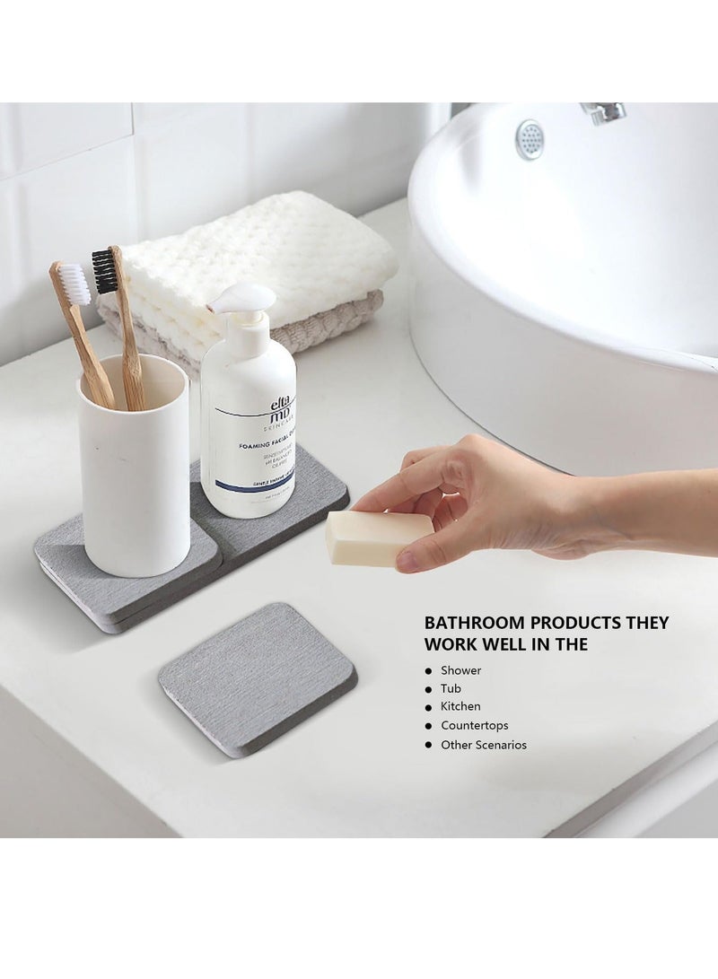 Y&D Set of 4 Water Absorbent Diatomite Coasters Absorbing Stone Tray for Kitchen Bathroom Sink, Instant Dry Sink Organizer Efficient and Solution a Tidy Home Dark Gray  - Image 4