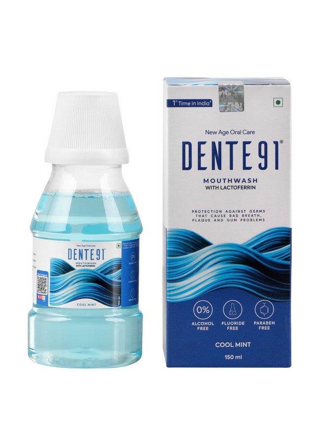 DENTE91 Cool Mint Mouthwash| Pack Of 1 | Sugar-Free, Alcohol-Free, No Burning Sensation | Kills 99.0% Germs & Prevents Bad Breath | Antibacterial & Antifungal | 150Ml  - Image 1
