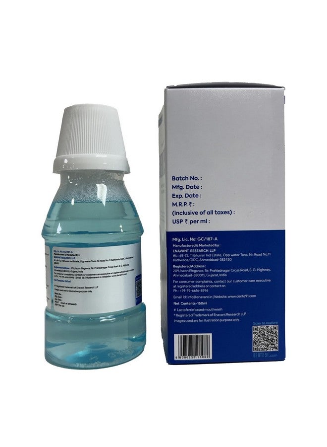 DENTE91 Cool Mint Mouthwash| Pack Of 1 | Sugar-Free, Alcohol-Free, No Burning Sensation | Kills 99.0% Germs & Prevents Bad Breath | Antibacterial & Antifungal | 150Ml  - Image 2