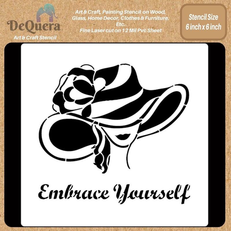 DeQuera Music Stencils for Wall Painting Embrace Yourself Home Decor Word Stencils Women Stencils for Wall Painting Music Instrument Wall Paint Stencils Size 6 x 6 Inch Pack of 1 DQL685