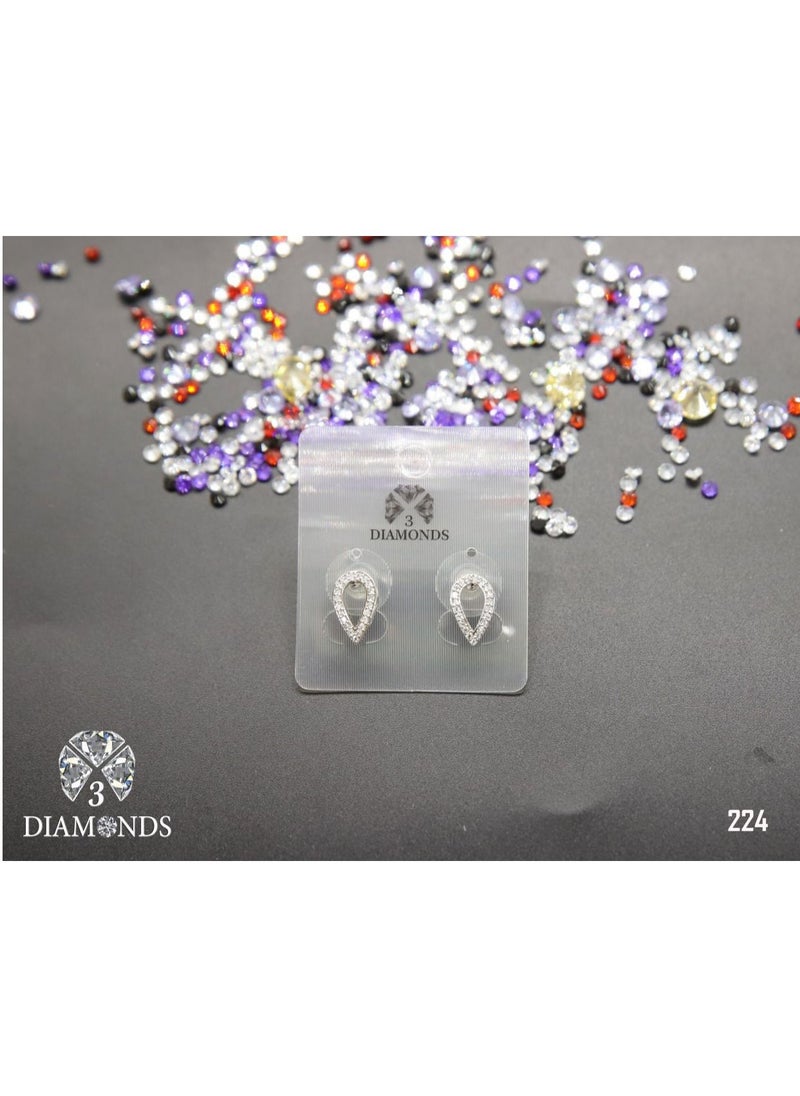 3Diamonds - 3diamond Platinum Plated Earring For Women Cubic Zircon Stone - Image 1