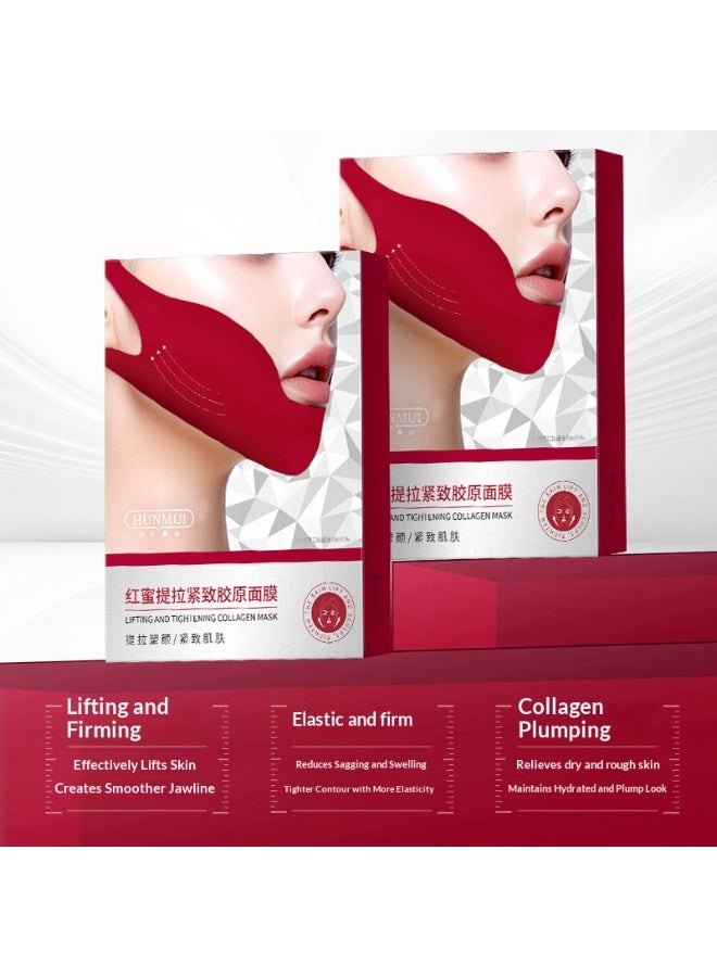 HUNMUI Lifting and Tightening Collagen Mask - V Line Lifting Mask for Chin and Jawline, Double Chin Reducer, Skin Tightening u0026 Moisturizing for All Skin Types - Image 4