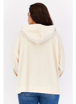 Aerie Women Hooded Ribbed Sweatshirt, Ivory  - Image 3