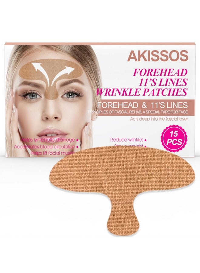 Akissos Forehead Wrinkle Patches 15 PCS Kinesiology Face Tape for Wrinkles Overnight, Precut Facial Patches for Forehead Wrinkles, 11 Lines, Frown Lines, Fine Lines - Between Eyebrow Wrinkle Patches - Image 1