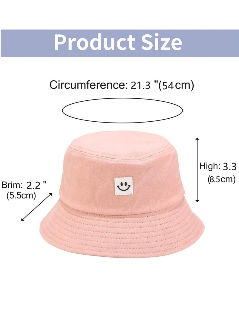 أوزيغالور قبعة الشمس للأطفال للجنسين بوجه مبتسم، بتصميم دلو للبنات والأولاد، قبعة شاطئ قطنية صيفية للأطفال - Image 2