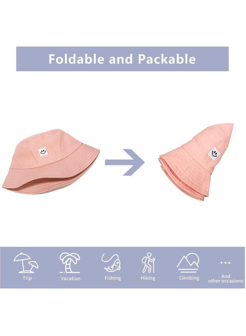 أوزيغالور قبعة الشمس للأطفال للجنسين بوجه مبتسم، بتصميم دلو للبنات والأولاد، قبعة شاطئ قطنية صيفية للأطفال - Image 5