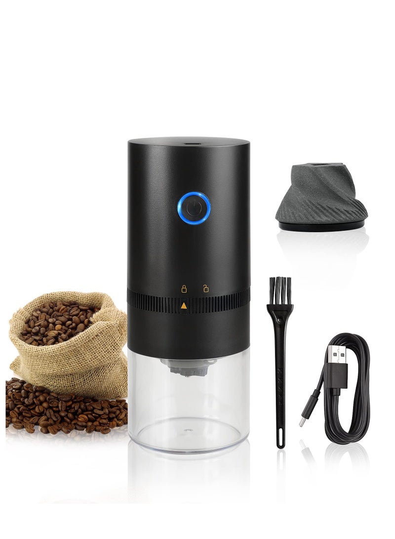 SYOSI Portable Electric Burr Coffee Grinder, 4 Cups Small Automatic Conical Burr Grinder Coffee Bean Grinder with Muli Grind Setting, USB Rechargeable, Cleaning Brush Included, Black  - Image 1