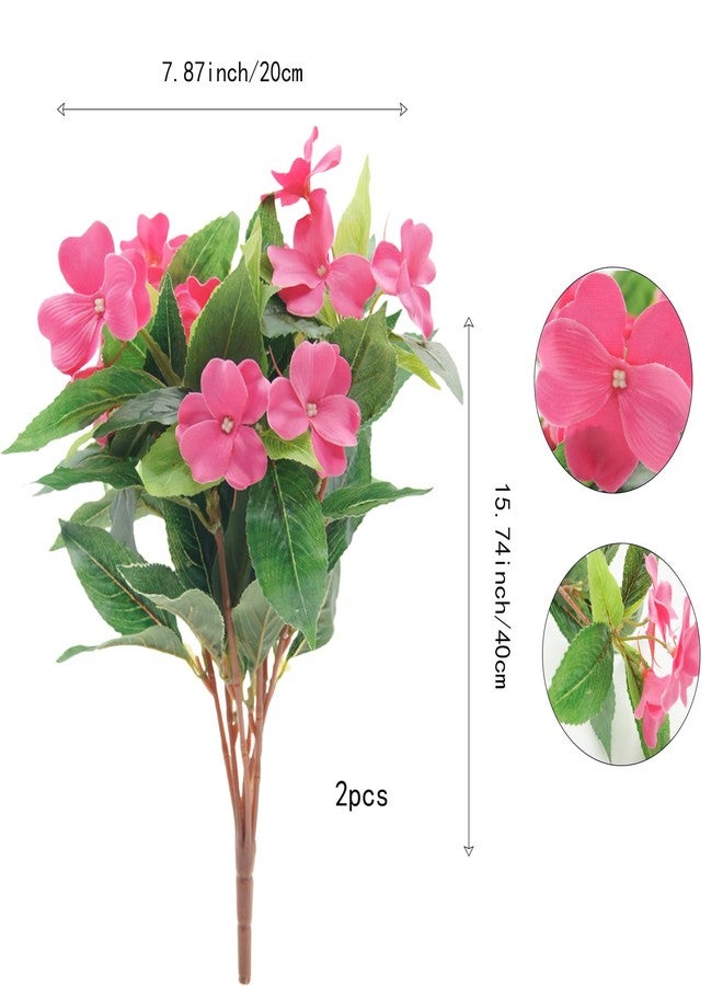 FERIAL Artificial Impatiens Bouquet Faux ​Impatiens Bushes Rosered ​for Outdoors Pot Hanging Basket Porch Patio Lawn Garden Wedding Decoration - Image 2