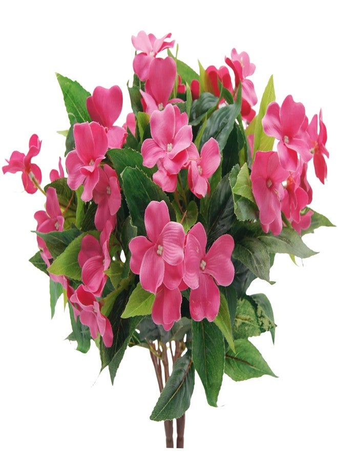 FERIAL Artificial Impatiens Bouquet Faux ​Impatiens Bushes Rosered ​for Outdoors Pot Hanging Basket Porch Patio Lawn Garden Wedding Decoration - Image 1