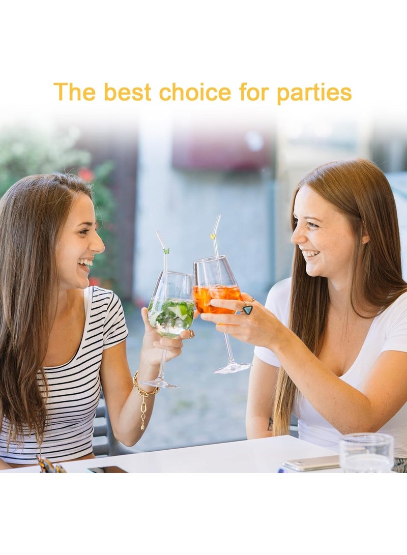 4 Pcs Reusable Glass Straws,Colorful Butterfly on Clear Straws With Design 7.9in X 8mm Shatter Resistant Bent Drinking Straws with Cleaning Brush for Shakes,Juices,Smoothies, Cocktails - Image 3