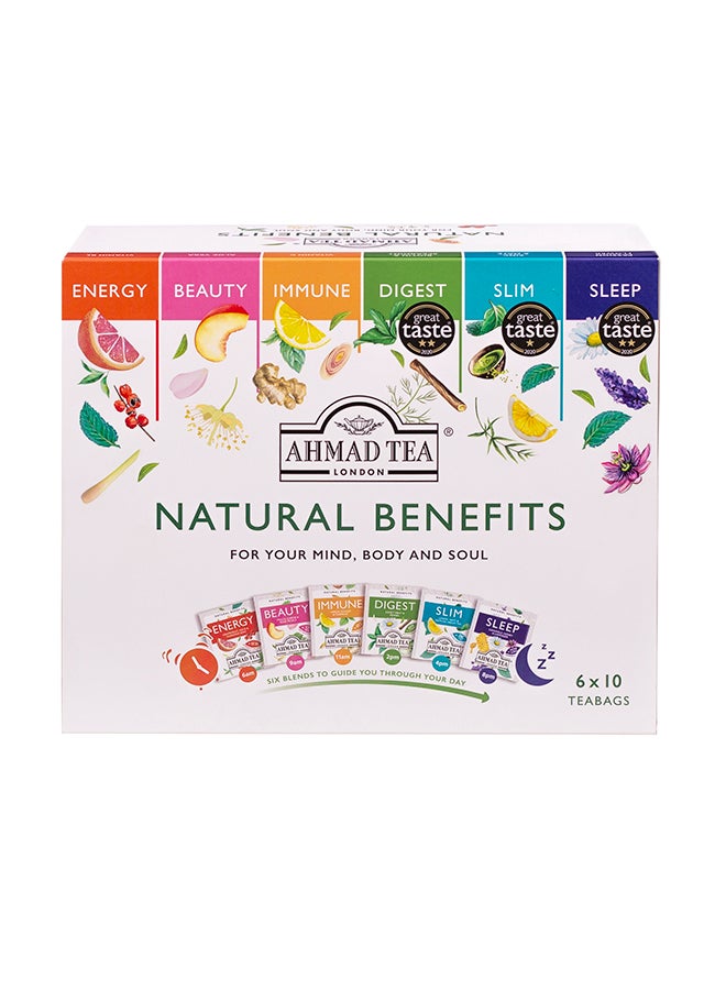 Natural Benefits Selection, 60 Enveloped Tea Bags, 95 g