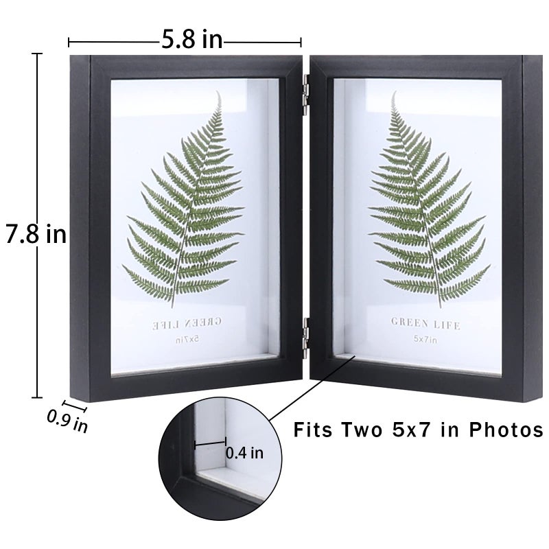 Aveax Double 5x7 إطار الصورة الأسود الخشب إطار إطار الظل مربع الإطار - Image 2