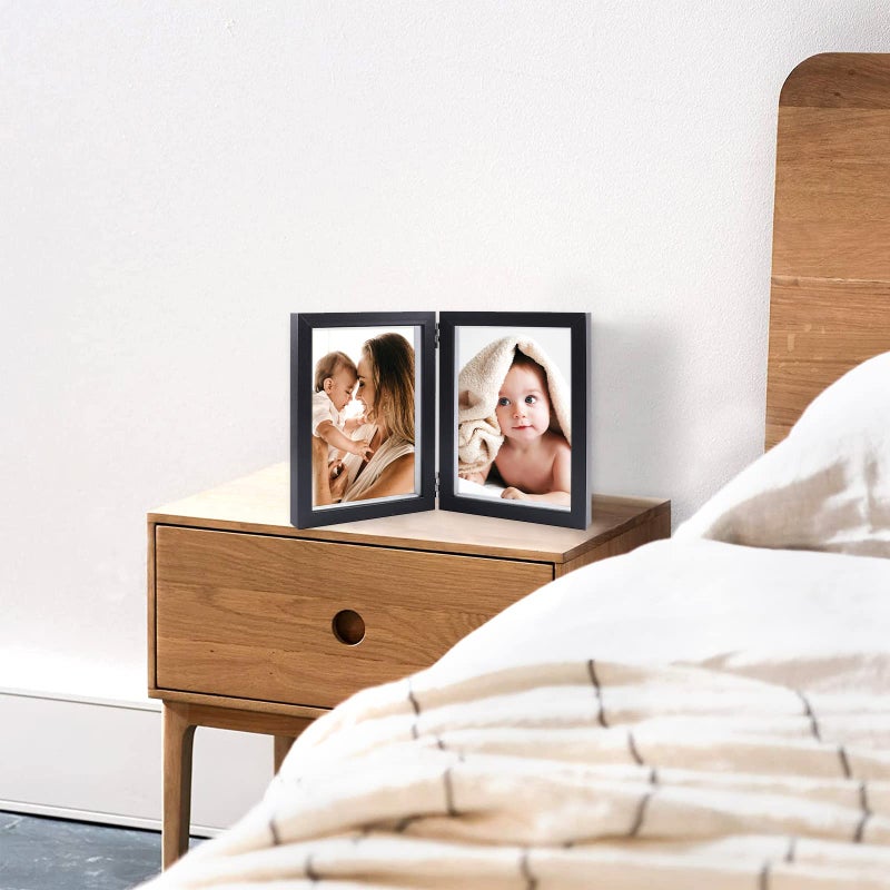 Aveax Double 5x7 إطار الصورة الأسود الخشب إطار إطار الظل مربع الإطار - Image 5