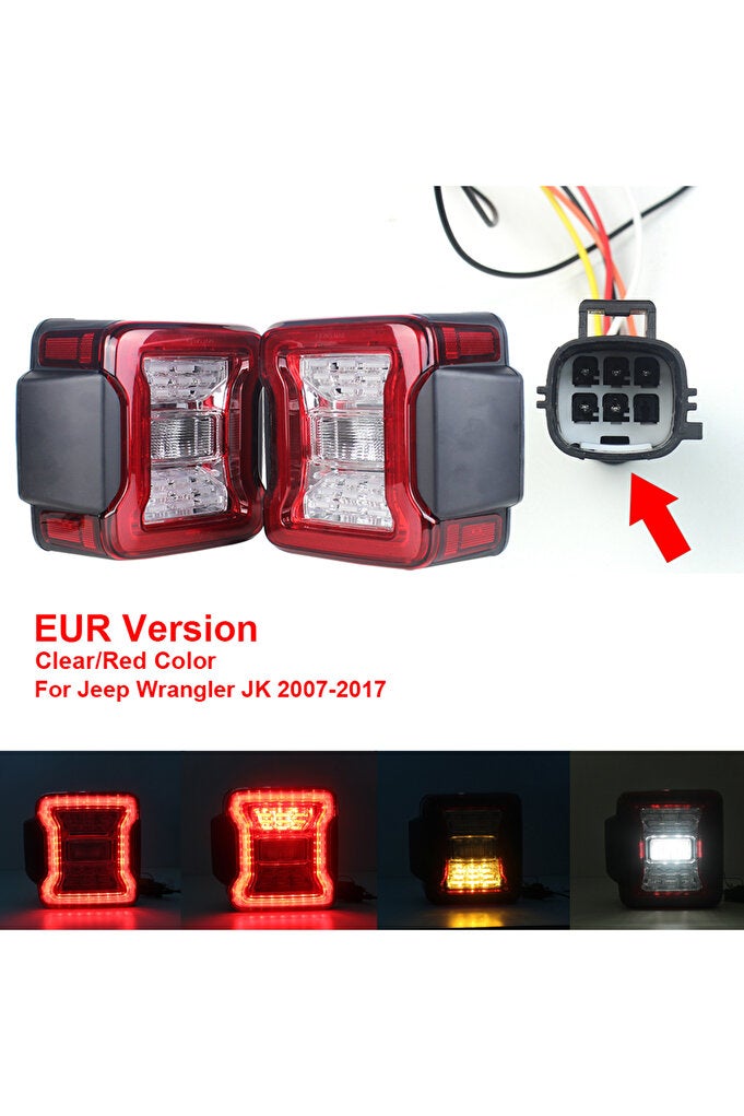 ريحني نسخة EUR خالية لجيب رانجلر JK 2007-2018 LED ضوء خلفي، مجموعة مصابيح خلفية مصباح خلفية فرامل المصابيح الخلفية - Image 1