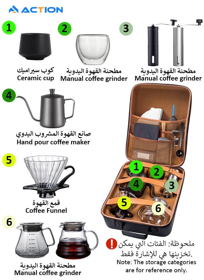 ACTION V60 Bag Coffee Set, Portable Travel Coffee Bag, Multi-Function Waterproof V60 Tool Bag for V60 Dripper, V60 Hand Gooseneck Kettle, and Accessories, Perfect for Camping, Traveling, Office(Only Bag)  - Image 2