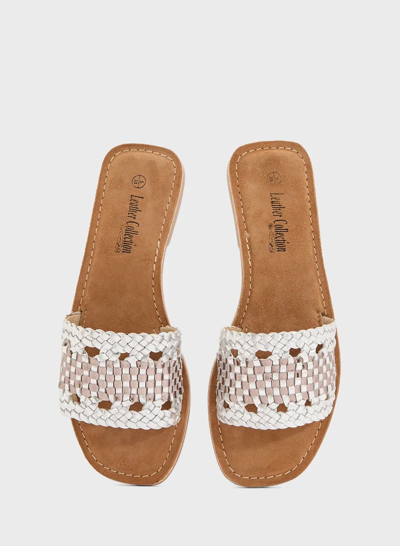ELLA Cut Out Metallic Flat Sandal
