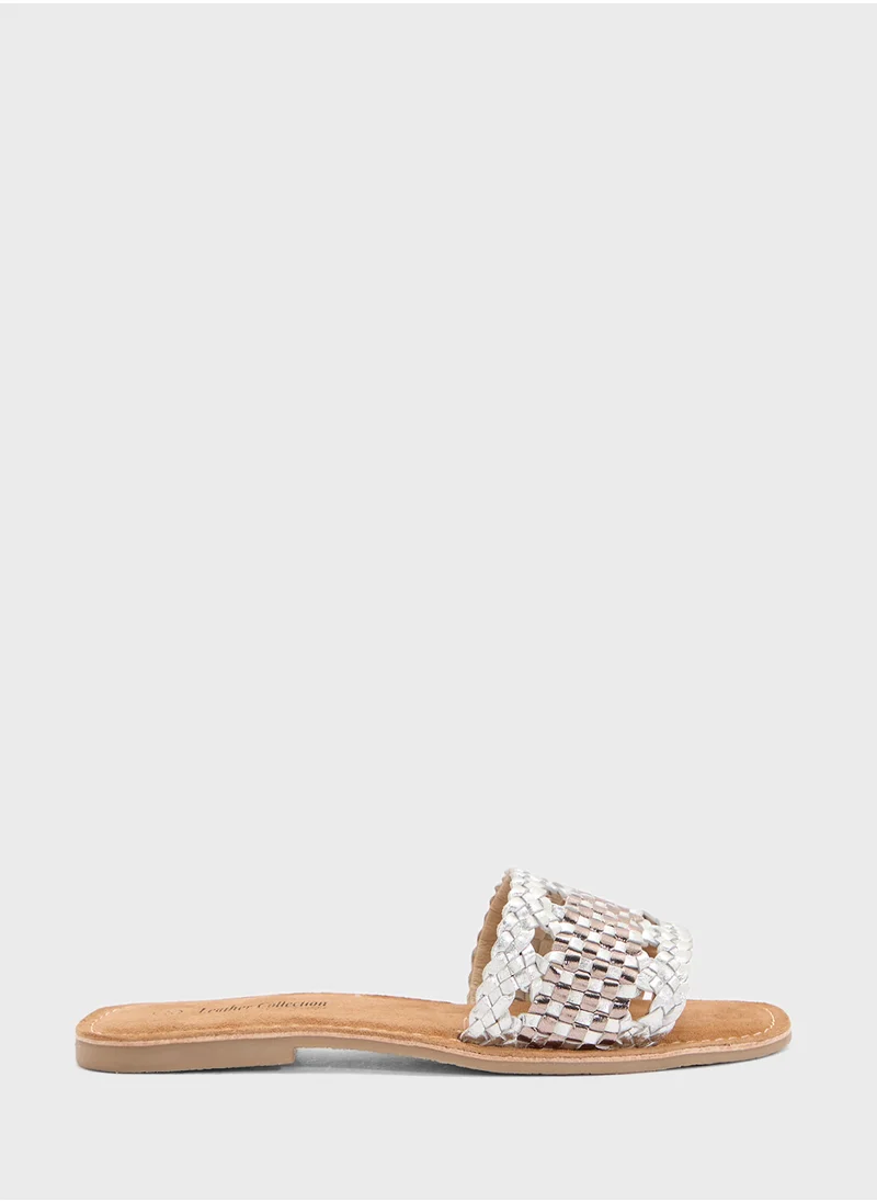 ايلا Cut Out Metallic Flat Sandal