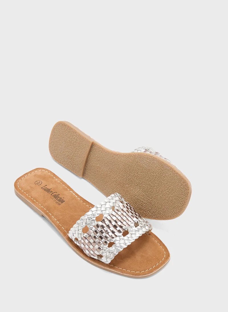 ELLA Cut Out Metallic Flat Sandal