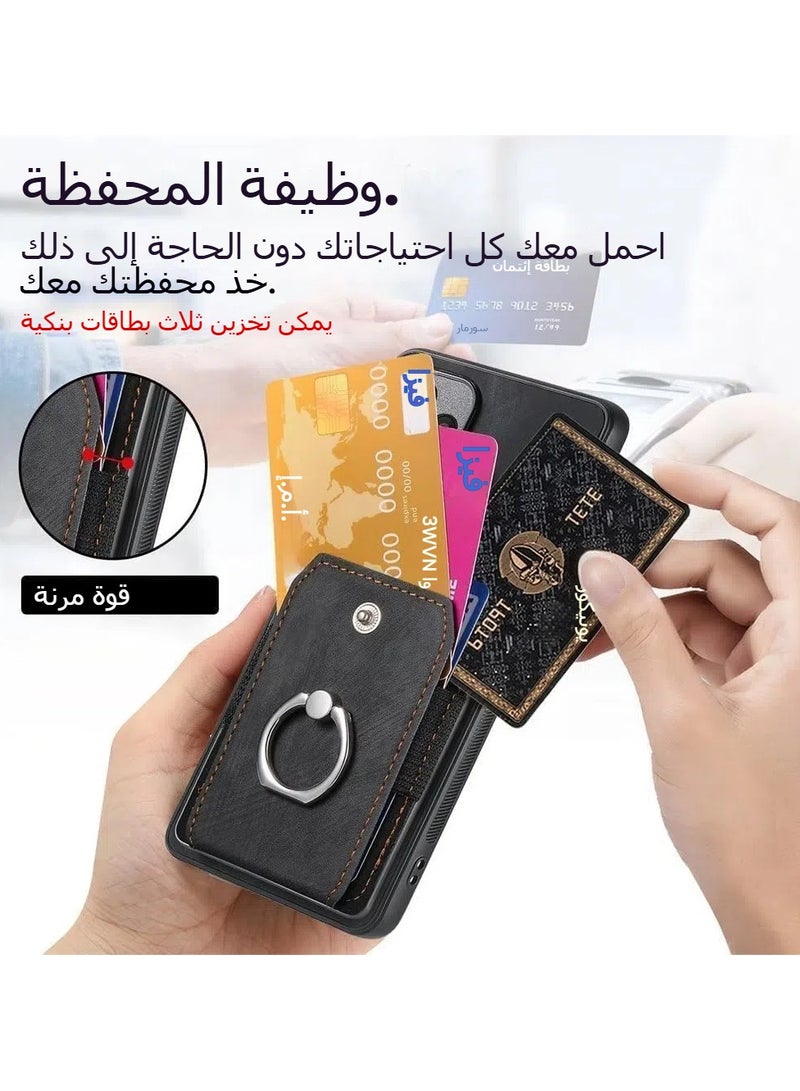 عام متوافق الشرف ماجيك 7 برو 5 جرام محفظة حافظة حامل بطاقة ضئيلة الجلود و إطار من البولي يوريثان جراب هاتف متعددة الوظائف مع حلقة دعم - Image 5