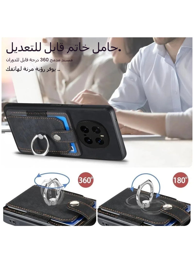 عام متوافق الشرف ماجيك 7 برو 5 جرام محفظة حافظة حامل بطاقة ضئيلة الجلود و إطار من البولي يوريثان جراب هاتف متعددة الوظائف مع حلقة دعم - Image 4