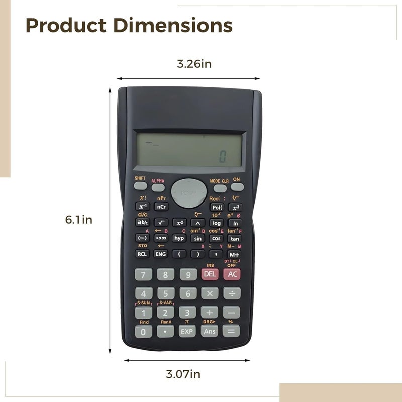 82Ms-A Battery-Operated Scientific Calculator, Dual Display Lines, Multi-Key Entry, Student Tool, Ergonomic Button Layout - Image 3
