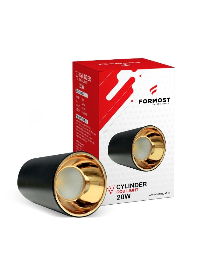 فورموست FORMOST 20W COB LED Cylinder Spotlight Round Surface Mount Ceiling Light – Modern Indoor Downlight – Energy Efficient, Heat Resistant & Durable Design - Image 1