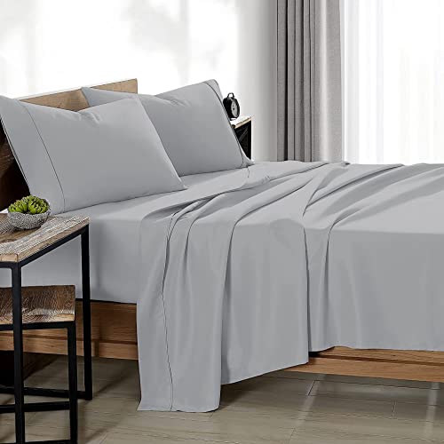 Filbert - Platinum Premium Collection Egyptian Cotton Bedsheet 400-TC Silver Grey Bedsheet with 1 - Pillow Covers - Single Bed - Image 2