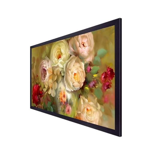 DEKORSTATION Rose Flower Bouquet Canvas Art with Frame | Canvas Paintings for Living Room | Floral Painting for Wall Decoration | Flower Painting for Bedroom | Size: 12x24 Inch (FF_70DS) - Image 3