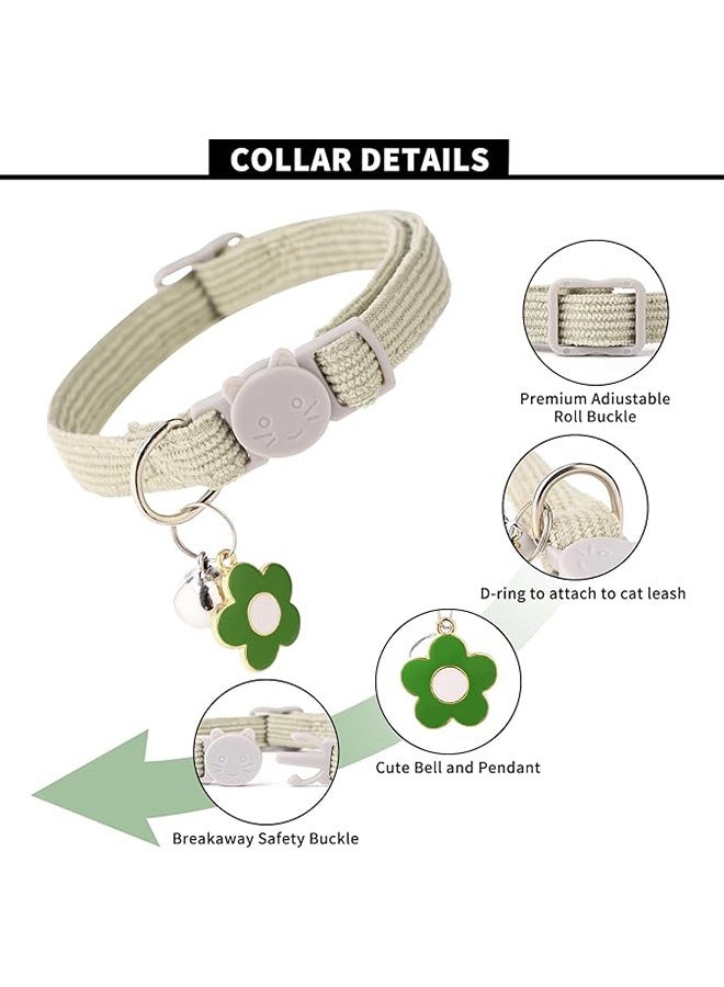 2 Pack Cat Collar with Bells, Corduroy Adjustable Kitten Collars with Breakaway Safety Buckle for Boy Girl Cats(Blue Brown) - Image 3