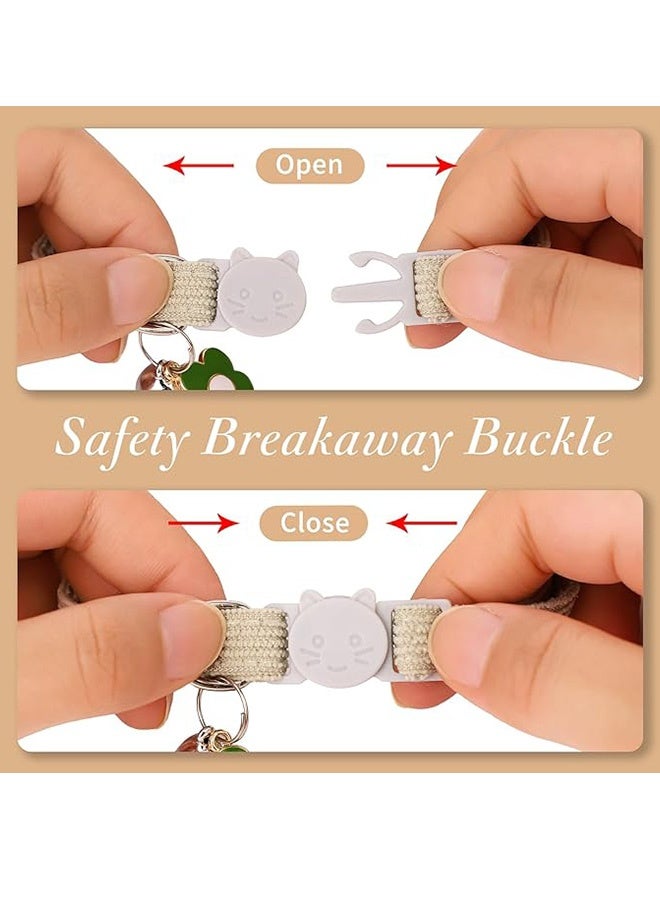 2 Pack Cat Collar with Bells, Corduroy Adjustable Kitten Collars with Breakaway Safety Buckle for Boy Girl Cats(Blue Brown) - Image 2