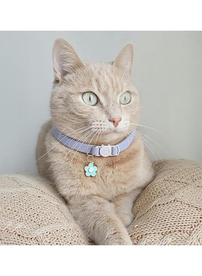 2 Pack Cat Collar with Bells, Corduroy Adjustable Kitten Collars with Breakaway Safety Buckle for Boy Girl Cats(Blue Brown) - Image 4