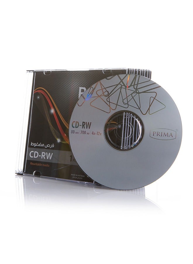PRIMA Pack of 10 CD-RW Rewritable Discs 700MB / 80min, 4X-12X | Rewritable CD for Laptops, Desktops & Burners, Fast Copying and Portable Archiving - Image 1