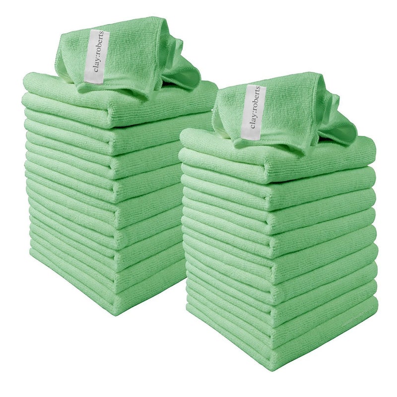 Microfibre Cleaning Cloths 40cm x 30cm  Pack of 20 Green Cloths Machine Washable Polishing Waxing  Dusting Cloth LintFree Kitchen Towel Car Cleaning Microfiber