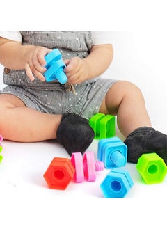 RAINBOW TOYFROG Jumbo Nuts And Bolts Toddler Toys 40 Busy Bolts With Storage Tote & Book Toddler & Baby Occupational Therapy Toys Develop Fine Motor Skills Through Play  - Image 5