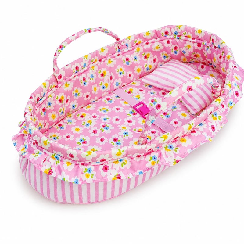 June Garden Cozy Dream Doll Bassinet Baby Doll Portable Carrier Fits for American Girl Dolls up to 14 Soft Pillow Safety Buckle Included - Image 4