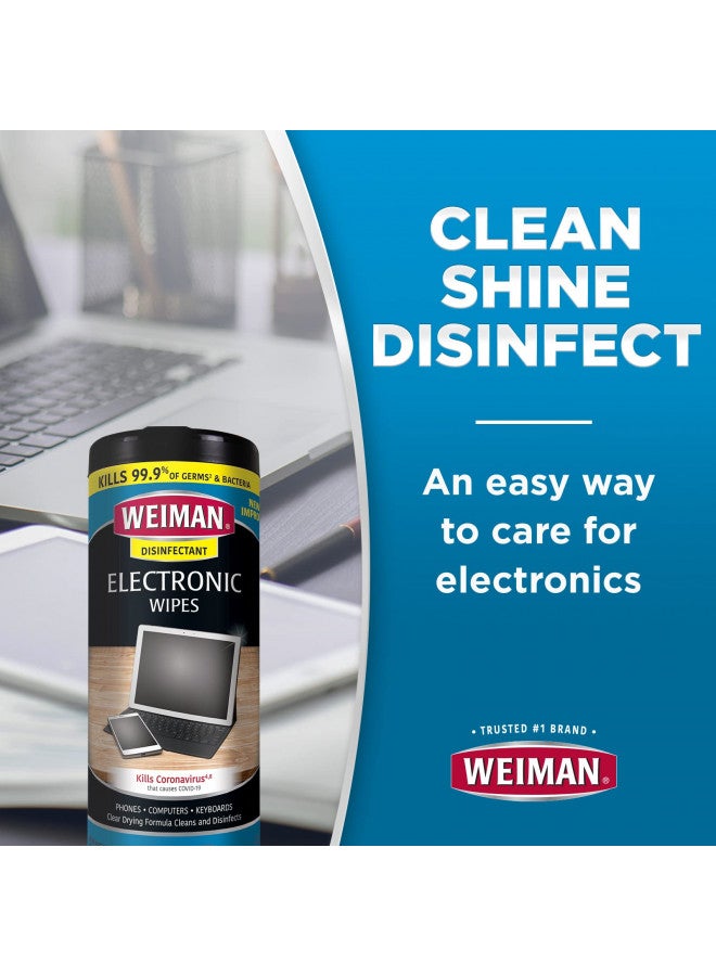 Weiman Weiman Electronic & Screen Disinfecting Wipes - Safely Clean and Disinfect Your Phone, Laptop Keyboard, Tablets, Lens Wipes - 30 Count | 2 Pack with MicroFiber Towel Included - Image 3