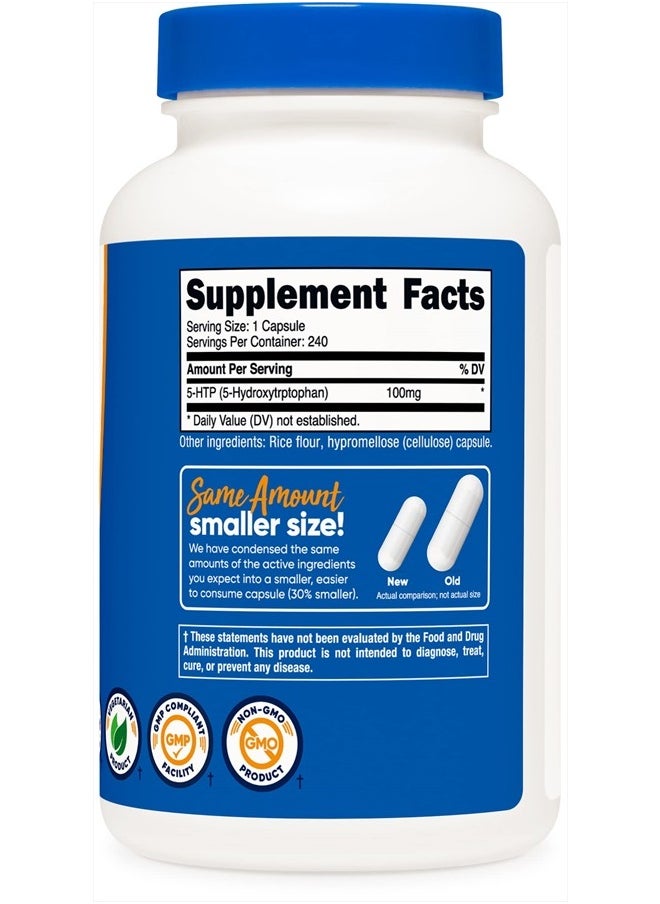 Nutricost - 5-HTP 100mg, 240 Vegetarian Capsules (5-Hydroxytryptophan) - Non-GMO & Gluten Free - Image 1