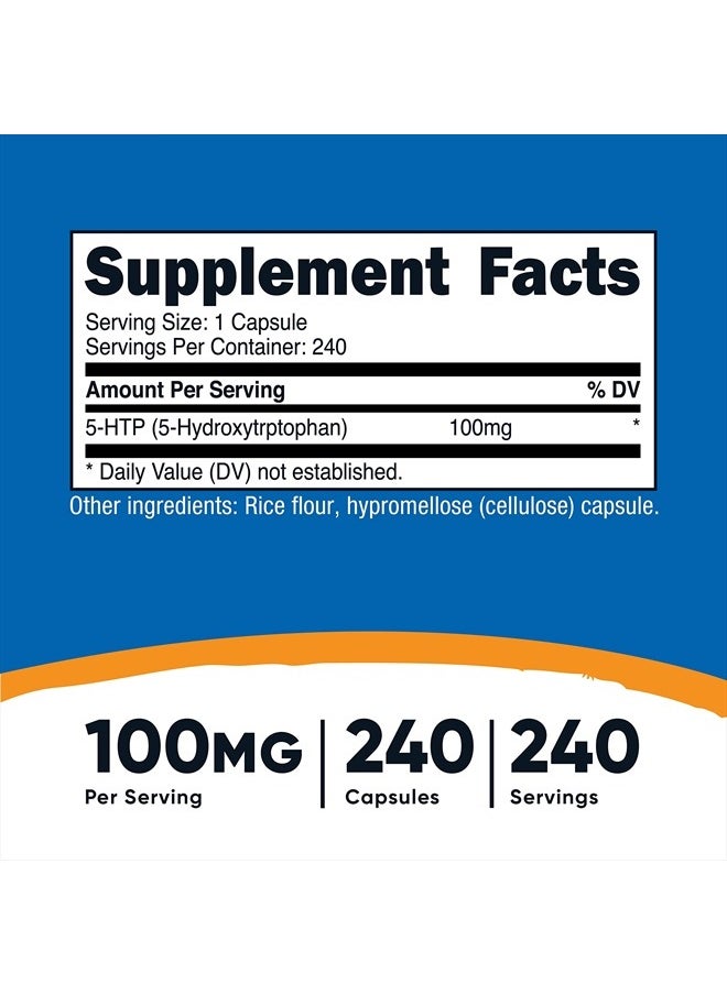 Nutricost - 5-HTP 100mg, 240 Vegetarian Capsules (5-Hydroxytryptophan) - Non-GMO & Gluten Free - Image 1