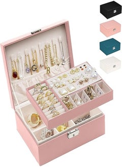 Goolsky Goolsky ewelry Box Organizer for Women Girls Jewelry Storage Case Jewelry Holder Organizer with Lock for Women and Girls Rings Earrings Necklace Bracelets Watches Pink  - Image 1
