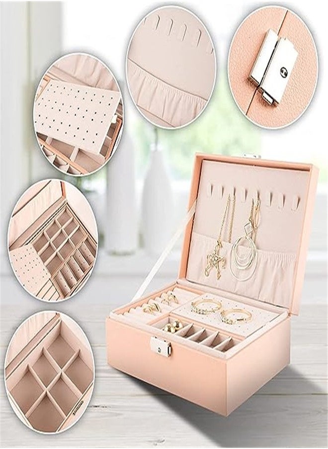 Goolsky Goolsky ewelry Box Organizer for Women Girls Jewelry Storage Case Jewelry Holder Organizer with Lock for Women and Girls Rings Earrings Necklace Bracelets Watches Pink  - Image 4