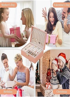 Goolsky Goolsky ewelry Box Organizer for Women Girls Jewelry Storage Case Jewelry Holder Organizer with Lock for Women and Girls Rings Earrings Necklace Bracelets Watches Pink  - Image 5