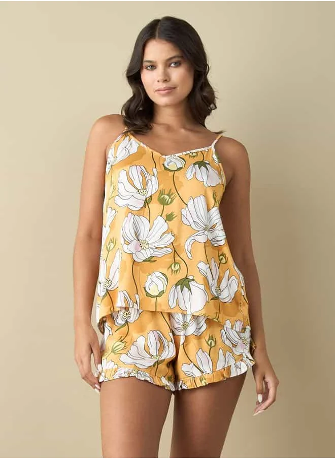 فاف All-Over Floral Print Sleeveless Top and Shorts Set