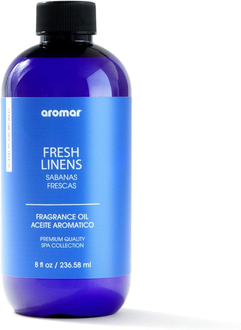 aromar Premium Fragrance Oil, Long-Lasting, Reinvigorating Uplifting Aroma for Aromatherapy, Relaxation & Household Uses. Fresh Linen 8oz - Image 1