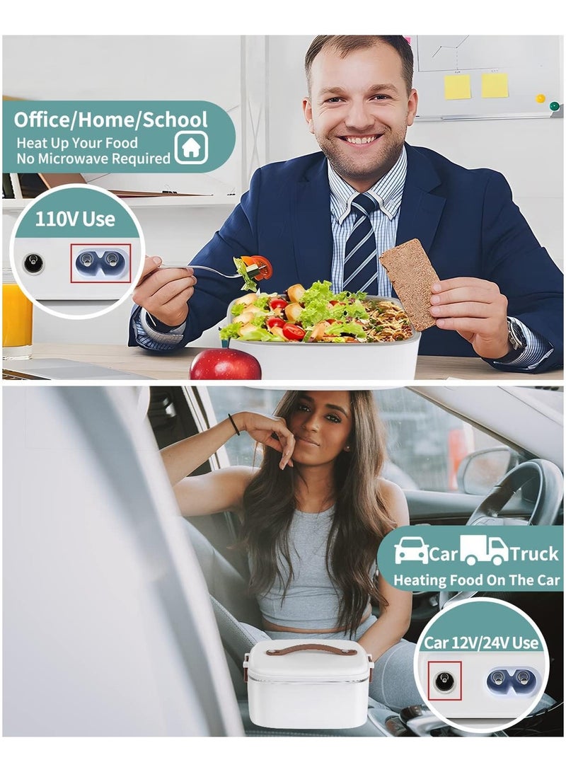 Lunch Box,Electric Lunch Bento Box,Heated Lunch Box 1.8L 70W Electric Lunch Box 3 in 1 for Car Truck Office Work Heated Bowl with Insulated Lunch Bag and Stainless Steel Cutlery (12V)