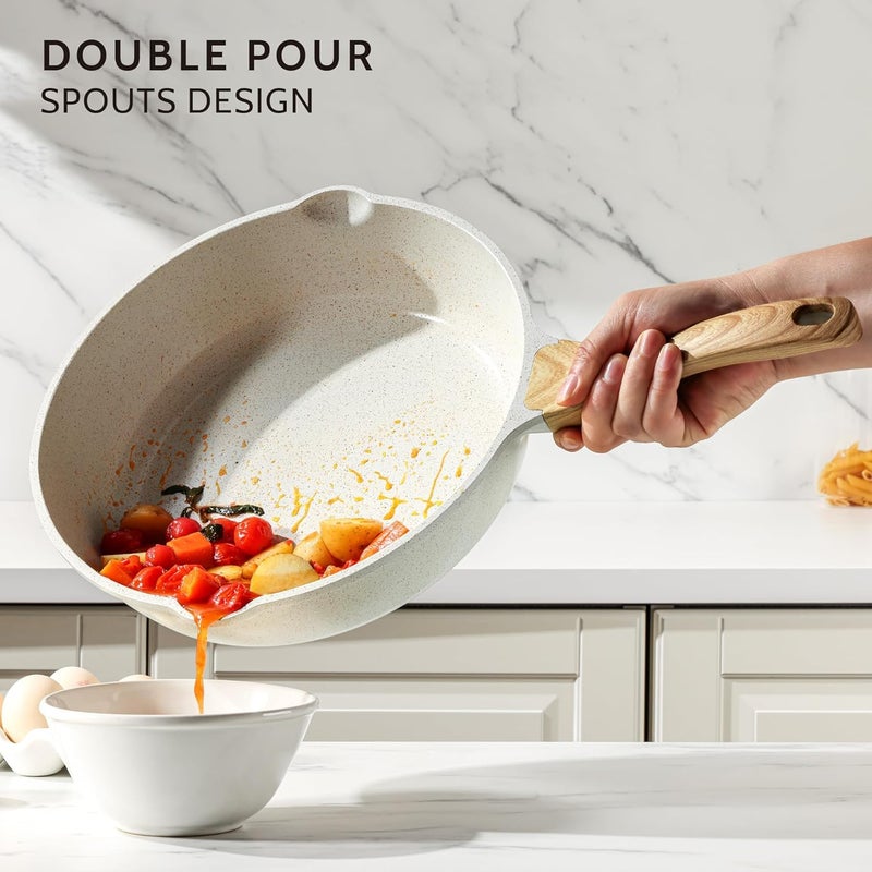 ShreeVoke Nonstick Frying Pan Egg Pan, 8 Inch Nonstick Skillet, Granite Egg Frying Pan, Dishwasher and Oven Safe, Induction Compatible, PFOA Free - Image 4