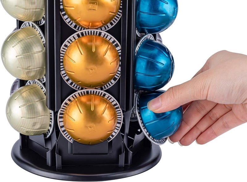 Flagship Vertuo Pod Holder Carousel Stand for Nespresso Capsule Storage Organizer with Extra Space for Coffee Mate Silent Rolling (80+ Pod Storage) - Image 2