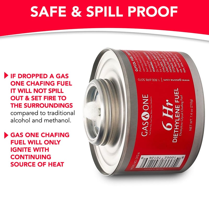 GasOne Gas One 6 Hour Chafing Fuel - Food Warmer for Chafing Dish Buffet Set - Liquid Safe Fuel With Wick & Lid Opener 7.4 Oz (Pack of 12) - Image 5