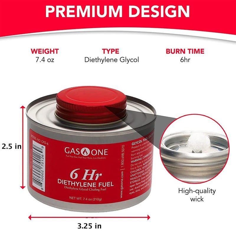 GasOne Gas One 6 Hour Chafing Fuel - Food Warmer for Chafing Dish Buffet Set - Liquid Safe Fuel With Wick & Lid Opener 7.4 Oz (Pack of 12) - Image 4